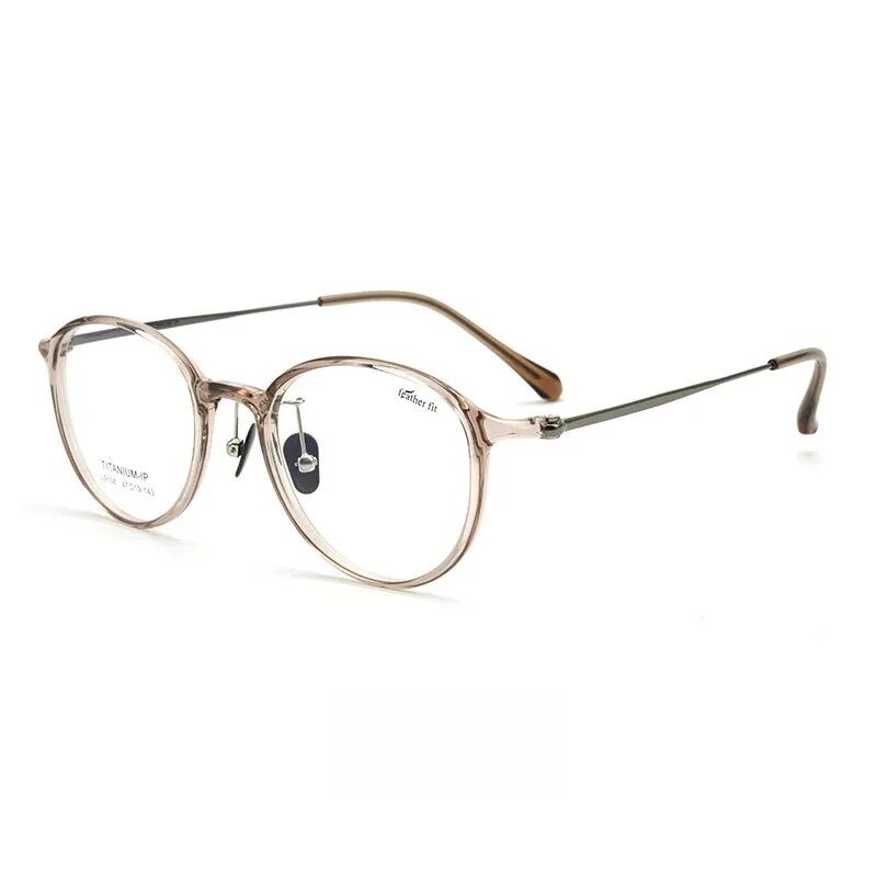 Yimaruili Unisex Full Rim Round Tr 90 Titanium Eyeglasses 7g L9108y Full Rim Yimaruili Eyeglasses Transparent Tea