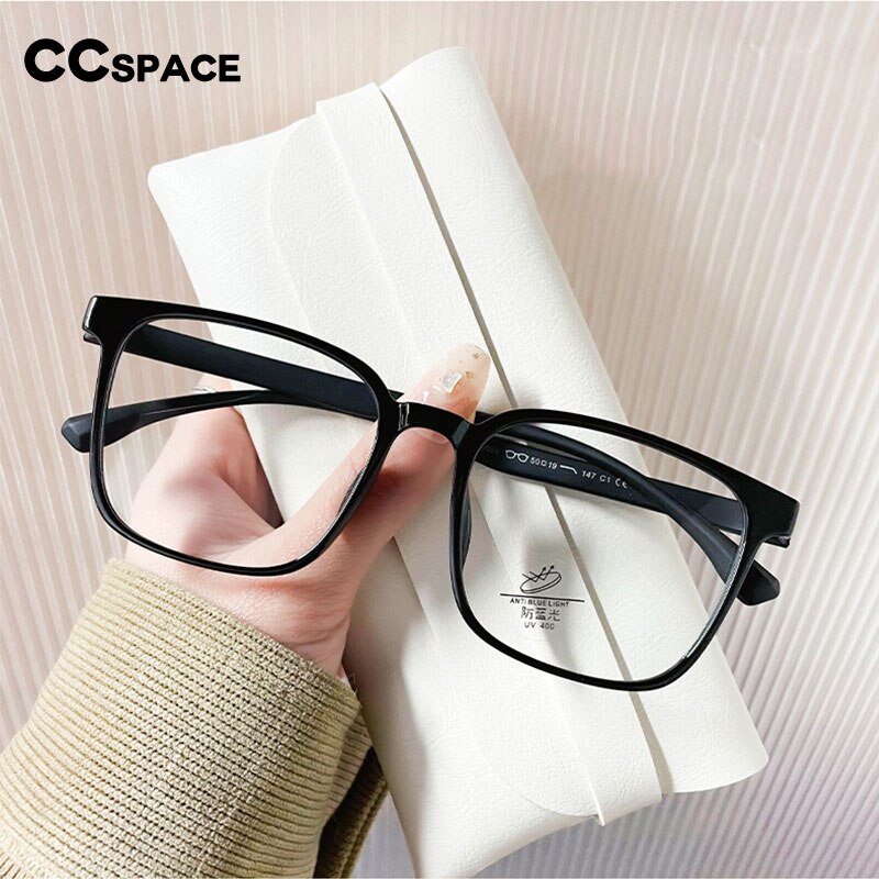 CCspace Unisex Full Rim Square Tr 90 Titanium Eyeglasses 55898 Full Rim CCspace