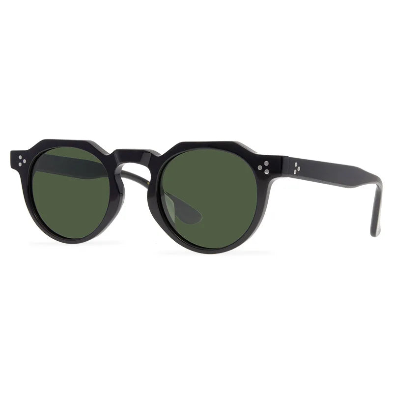 Black Mask Unisex Full Rim Flat Top Round Acetate Polarized Sunglasses 9532s Full Rim Black Mask Black As Shown