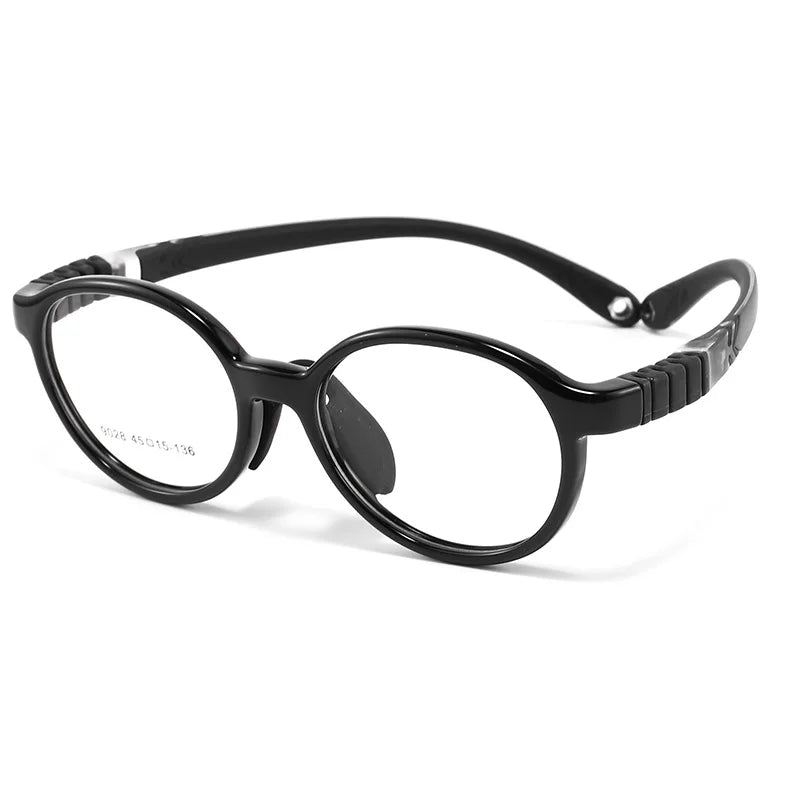 Yimaruili Unisex Children's Full Rim Round Tr 90 Silicone Eyeglasses 9028 Full Rim Yimaruili Eyeglasses Black