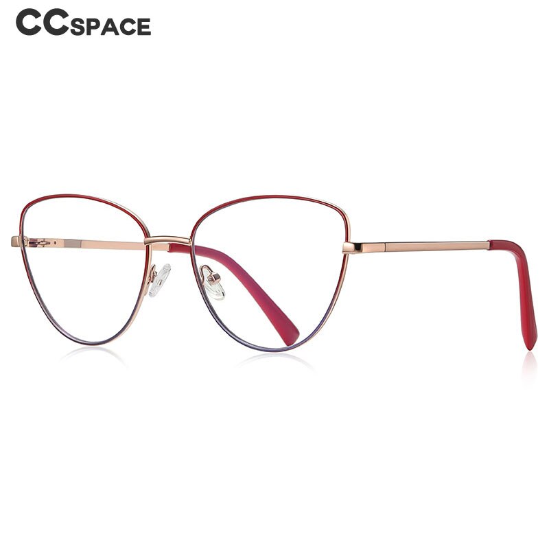 CCspace Unisex Full Rim Square Cat Eye Spring Hinge Alloy Eyeglasses 56273 Full Rim CCspace