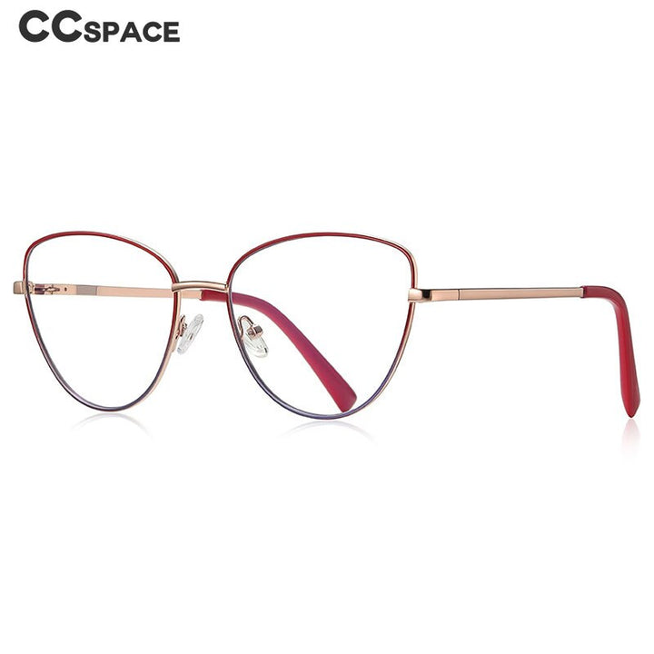 CCspace Unisex Full Rim Square Cat Eye Spring Hinge Alloy Eyeglasses 56273 Full Rim CCspace