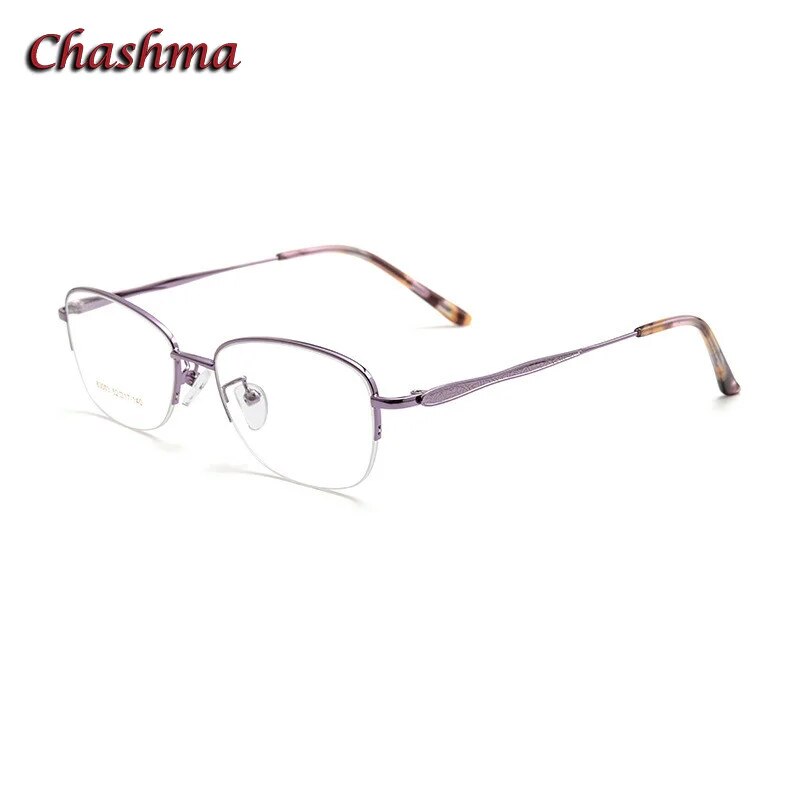 Chashma Ochki Unisex Semi Rim Square Stainless Steel Alloy Eyeglasses 83003 Semi Rim Chashma Ochki Purple  