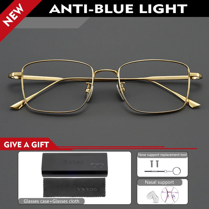 Vicky Women's Semi Rim Square Titanium Reading Glasses 441908 Reading Glasses Vicky 0 1908-LEX- gold