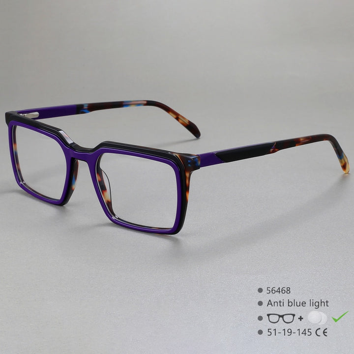 CCspace Women's Full Rim Square Acetate Eyeglasses 56468 Full Rim CCspace C3Purple