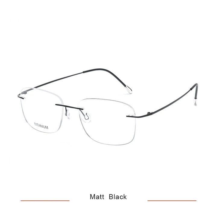 Brightzone Unisex Rimless Oval Square Titanium Eyeglasses 71610 Rimless Brightzone Matte Black