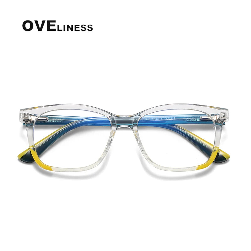 Oveliness Youth Unisex Full Rim Square Tr 90 Titanium Eyeglasses 20206 Full Rim Oveliness transparent  