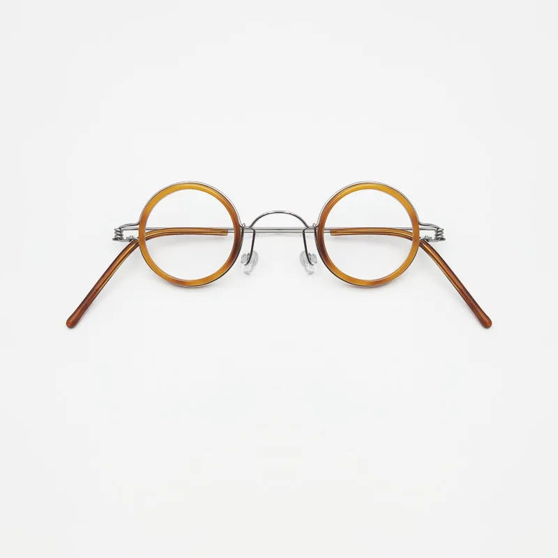 Yujo Unisex Full Rim Round Acetate Stainless Steel Eyeglasses 14532 Full Rim Yujo C1 CHINA