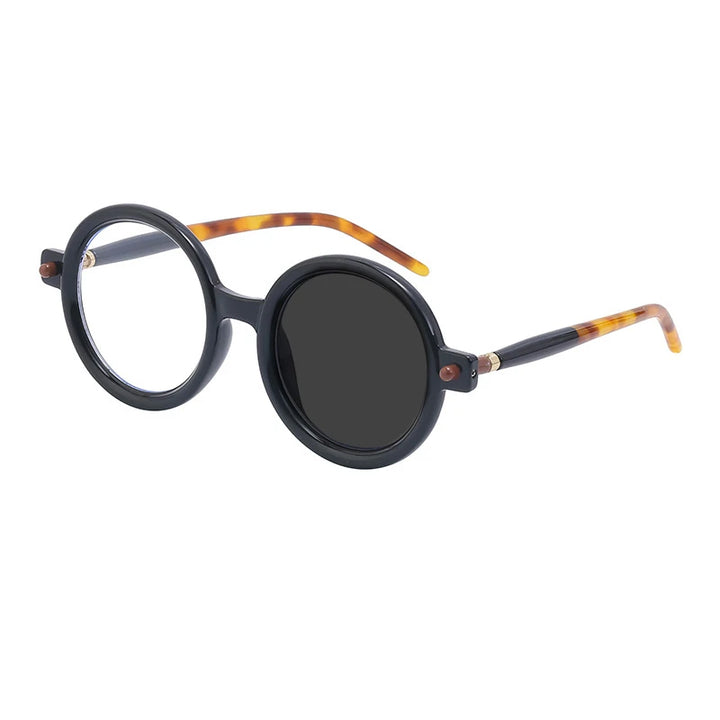 Kocolior Unisex Full Rim Round Acetate Hyperopic Reading Glasses 86602 Reading Glasses Kocolior Photochromic B 0