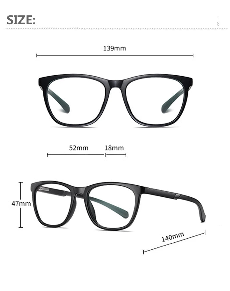Kocolior Unisex Full Rim Square Tr 90 Hyperopic Reading Glasses 2310 Reading Glasses Kocolior