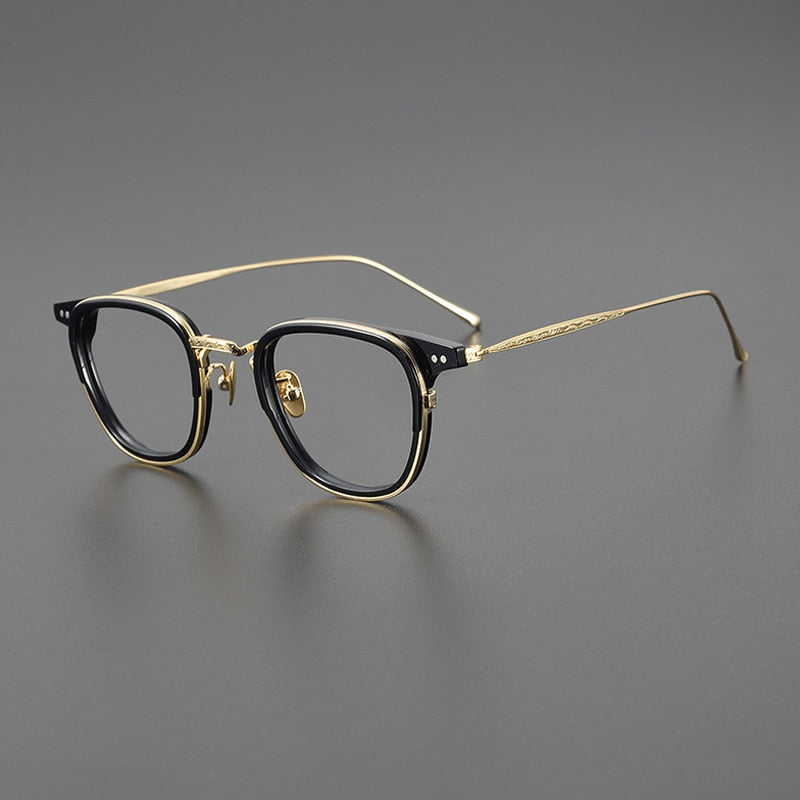 Gatenac Unisex Full Rim Square Acetate Titanium Eyeglasses Gxyj1076 Full Rim Gatenac