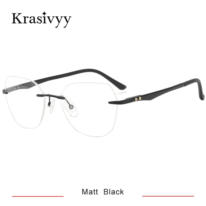 Krasivyy Women's Rimless Flat Top Polygon Titanium Eyeglasses 316026