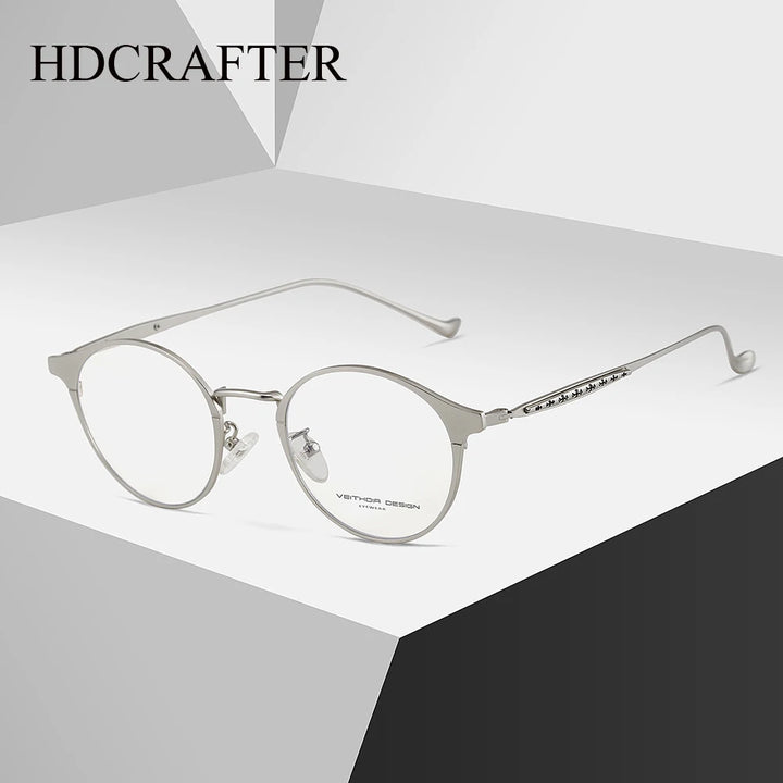 Hdcrafter Unisex Full Rim Round Titanium Alloy Eyeglasses 78006