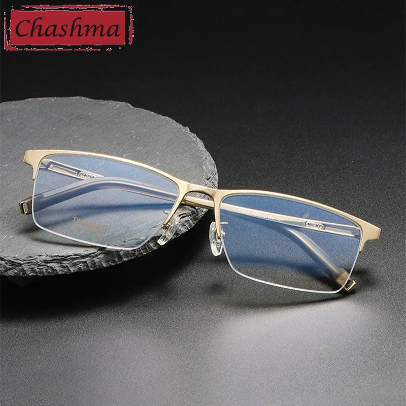Chashma Men's Semi Rim Square Titanium Reading Glasses 980879 Reading Glasses Chashma