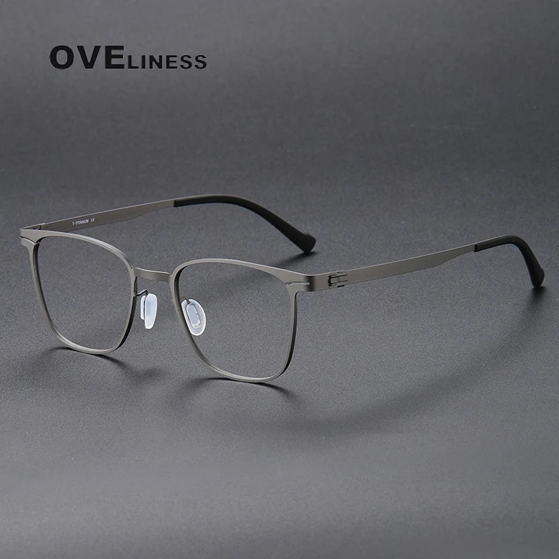 Oveliness Unisex Full Rim Square Screwless Titanium Eyeglasses 80997 Full Rim Oveliness gun  