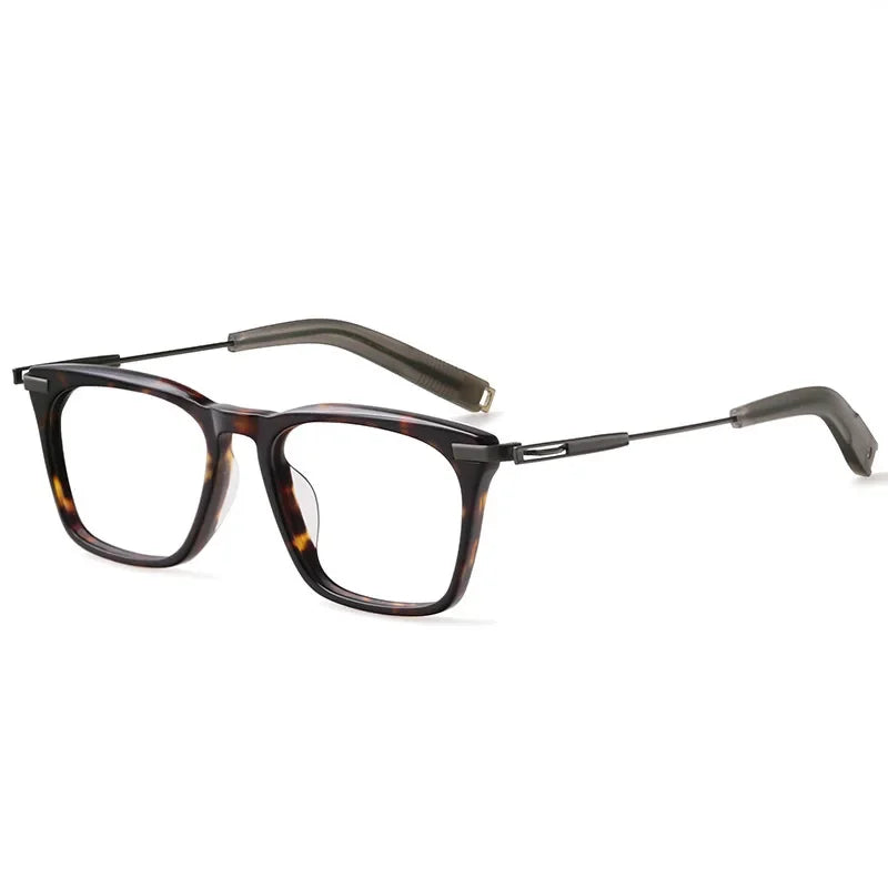 Hdcrafter Men's Full Rim Square Acetate Titanium Eyeglasses 95403