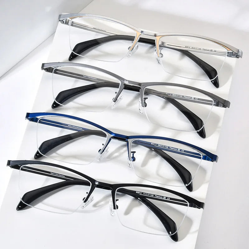 Nobler Unisex Semi Rim Square Brow Line Titanium Eyeglasses 185912
