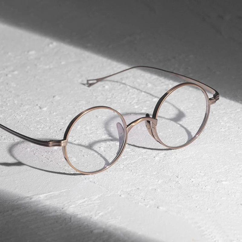Black Mask Unisex Full Rim Round Titanium Eyeglasses 63199