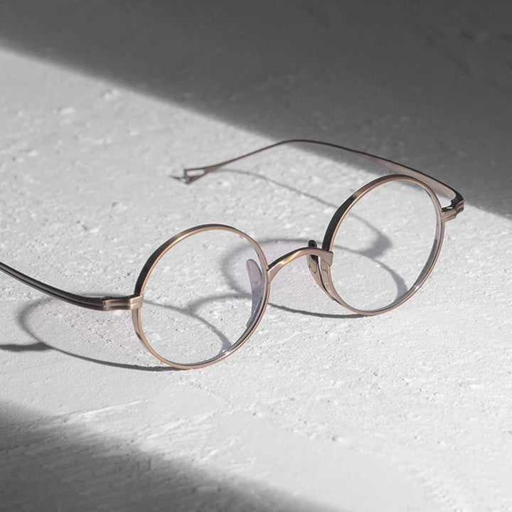 Black Mask Unisex Full Rim Round Titanium Eyeglasses 63199