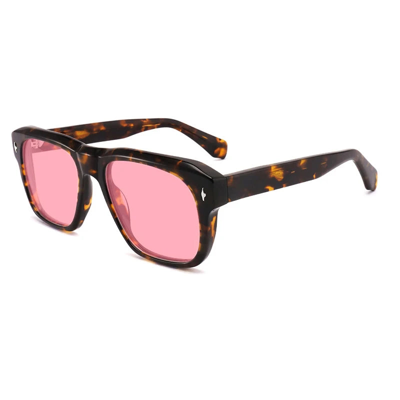 Gatenac Unisex Full Rim Square Polarized Acetate Sunglasses Mo16 Sunglasses Gatenac Tortoiseshell Pink