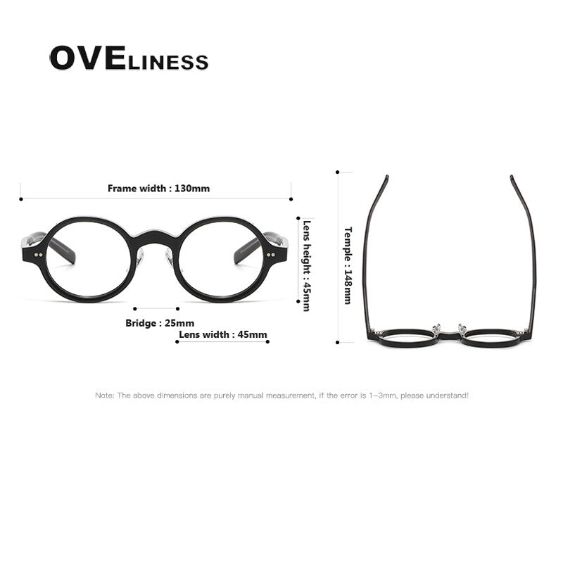 Oveliness Unisex Full Rim Roun Acetate Eyeglasses 005 Full Rim Oveliness