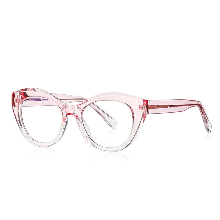 CCspace Unisex Full Rim Cat Eye Tr 90 Titanium Eyeglasses 57035 Full Rim CCspace C2Pink