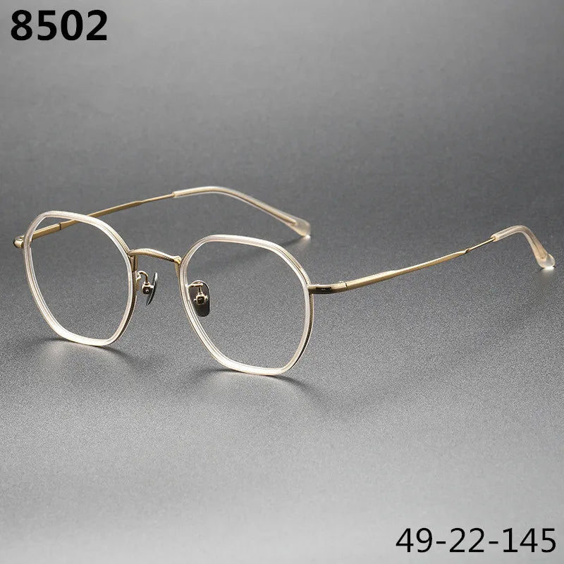 Aimee Men's Full Rim Polygon Round Titanium Acetate Eyeglasses 8502 Full Rim Aimee