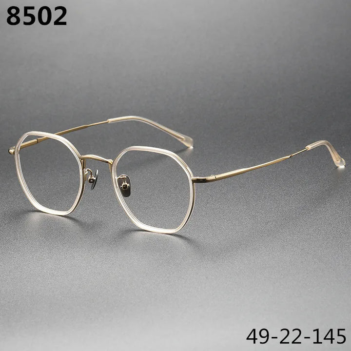Aimee Men's Full Rim Polygon Round Titanium Acetate Eyeglasses 8502 Full Rim Aimee
