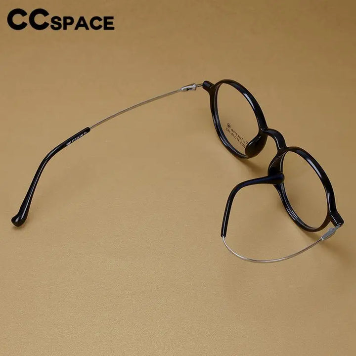CCspace Unisex Full Rim Round Tr 90 Titanium Eyeglasses 57098 Full Rim CCspace
