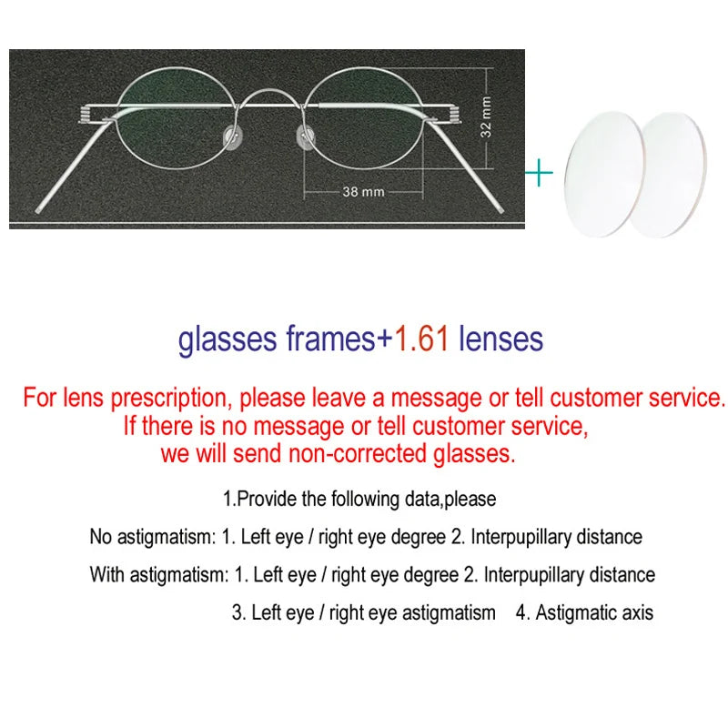 Yujo Unisex Full Rim Oval Steel Custom Eyeglasses 61423