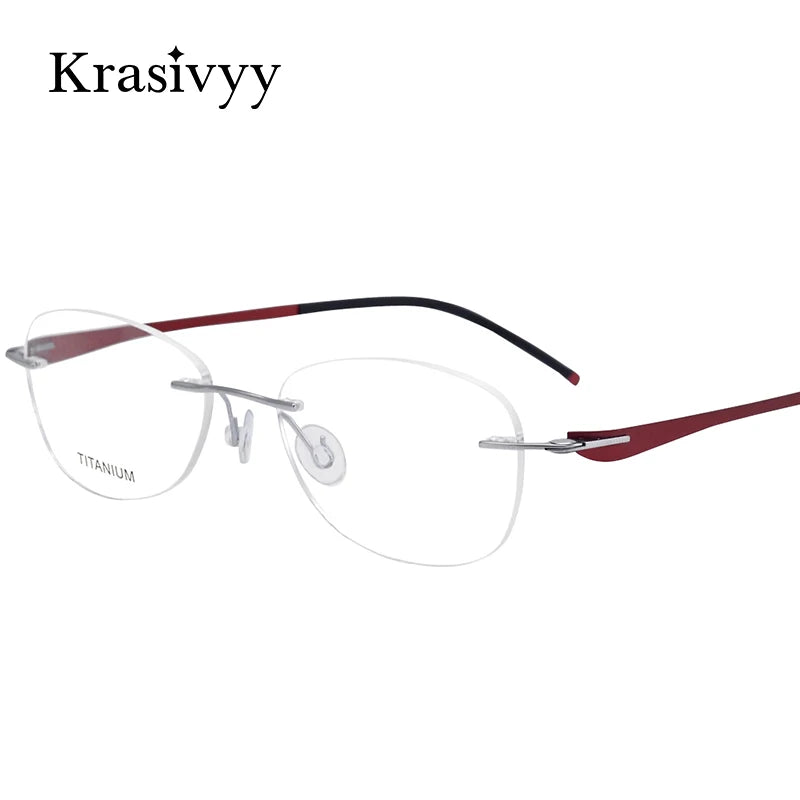 Krasivyy Women's Rimless Oval Screwless Titanium Eyeglasses 315003