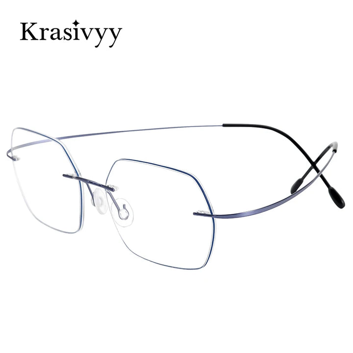 Krasivyy Unisex Rimless Polygon Square Titanium Eyeglasses 96018 Rimless Krasivyy