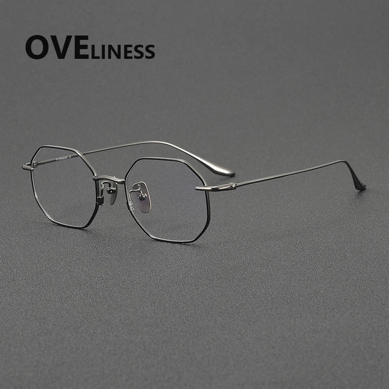 Oveliness Women's Full Rim Square Polygon Titanium Eyeglasses 62174