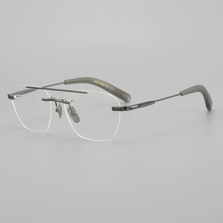 Hdcrafter Unisex Rimless Square Double Bridge Titanium Eyeglasses Dtx419 Rimless Hdcrafter Eyeglasses Gray
