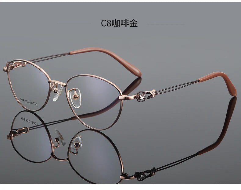 Bclear Women's Full Rim Oval Cat Eye Alloy Eyeglasses 61186