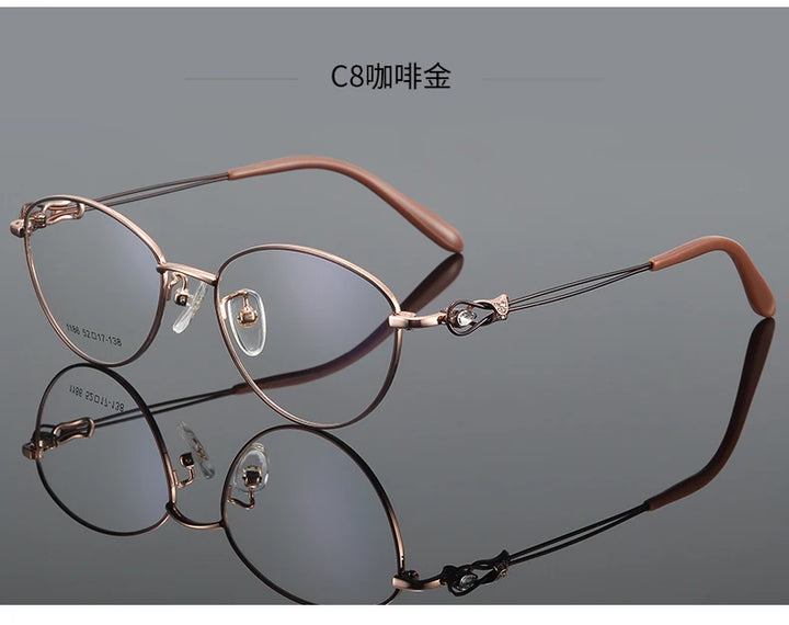 Bclear Women's Full Rim Oval Cat Eye Alloy Eyeglasses 61186