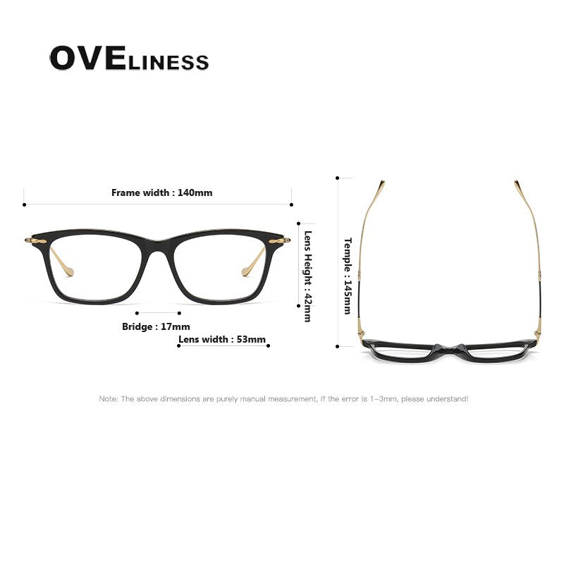 Oveliness Unisex Full Rim Square Acetate Titanium Eyeglasses M2049 Full Rim Oveliness