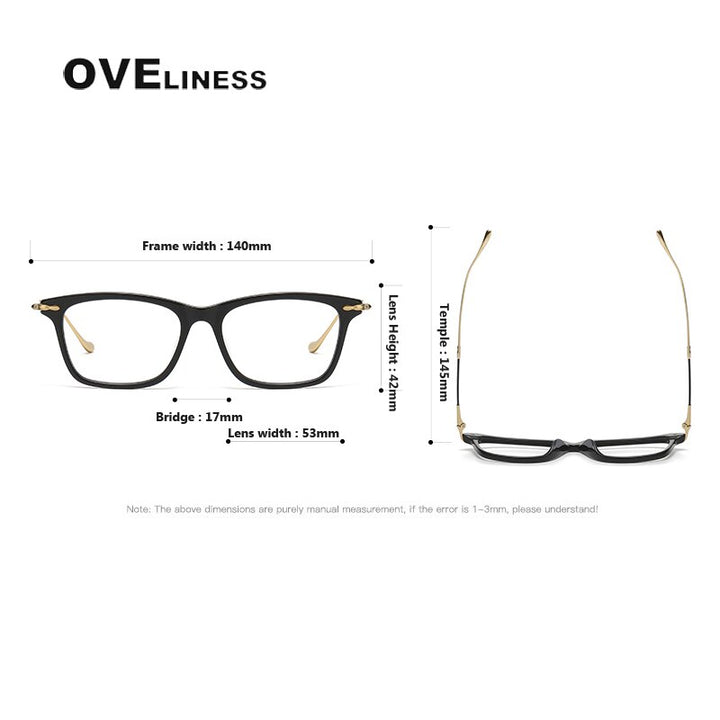 Oveliness Unisex Full Rim Square Acetate Titanium Eyeglasses M2049 Full Rim Oveliness