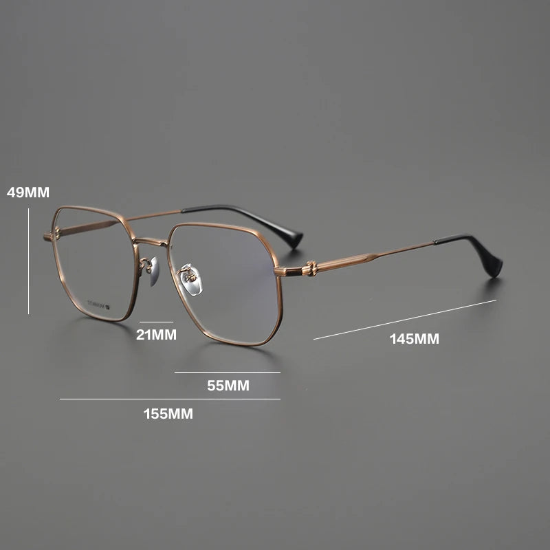 Gatenac Unisex Full Rim Big Polygon Square Titanium Eyeglasses Gxy1552