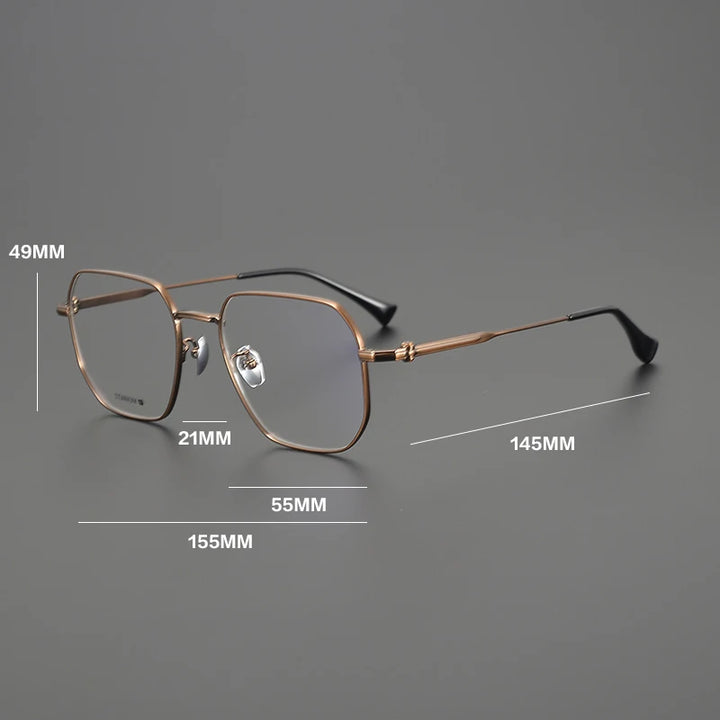 Gatenac Unisex Full Rim Big Polygon Square Titanium Eyeglasses Gxy1552
