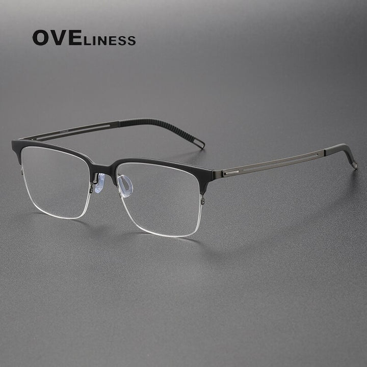 Oveliness Unisex Full Rim Square Screwless Titanium Eyeglasses 8202312 Full Rim Oveliness   