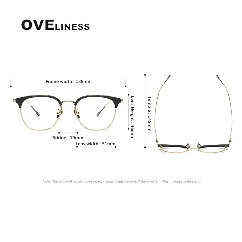 Oveliness Women's Full Rim Square Acetate Titanium Eyeglasses 80898