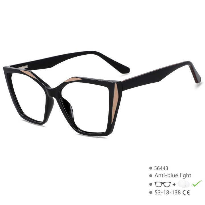 CCspace Unisex Full Rim Large Square Tr 90 Titanium Eyeglasses 56443 Full Rim CCspace C5Black