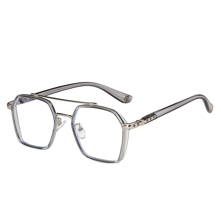 Kocolior Unisex Full Rim Square Acetate Double Bridge Titanium Eyeglasses 0039 Full Rim Kocolior Gray Silver China