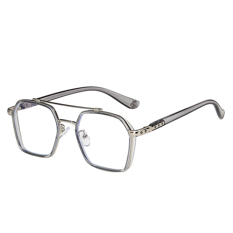 Kocolior Unisex Full Rim Square Acetate Double Bridge Titanium Eyeglasses 0039 Full Rim Kocolior Gray Silver China 
