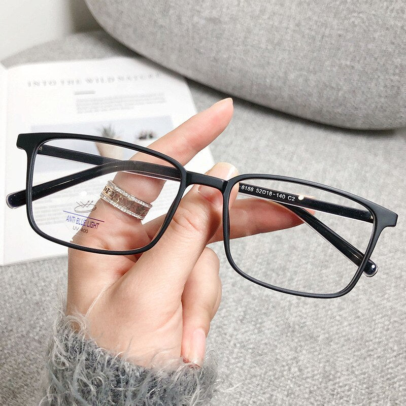 CCspace Unisex Full Rim Rectangle Square Tr 90 Titanium Eyeglasses 56335 Full Rim CCspace C2DullBlack