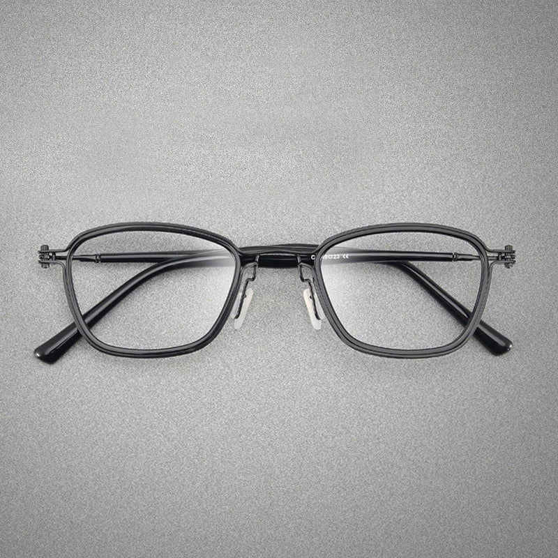 Black Mask Unisex Full Rim Square Titanium Acetate Eyeglasses Sc19 Full Rim Black Mask