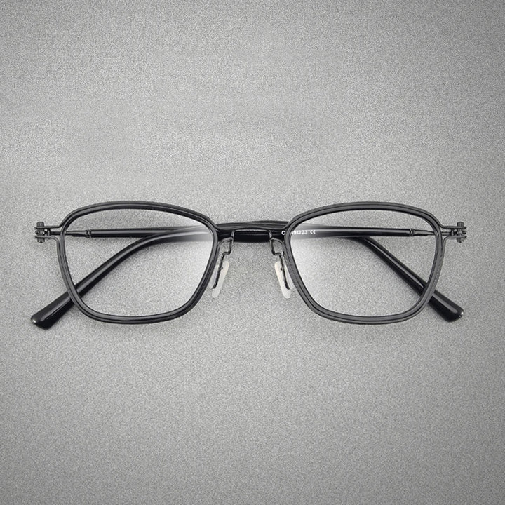 Black Mask Unisex Full Rim Square Titanium Acetate Eyeglasses Sc19 Full Rim Black Mask