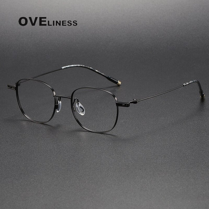 Oveliness Unisex Full Rim Square Titanium Eyeglasses 8202303 Full Rim Oveliness black  