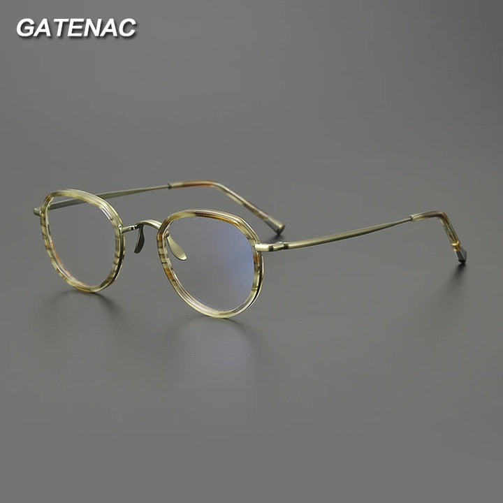 Gatenac Unisex Full Rim Square Titanium Acetate Eyeglasses Gxyj1559 Full Rim Gatenac